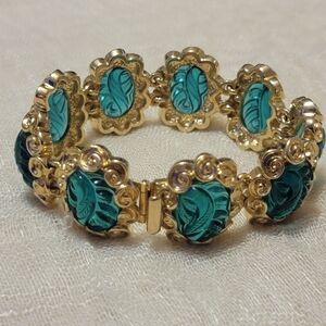 Vintage Gold Tone Panel Bracelet